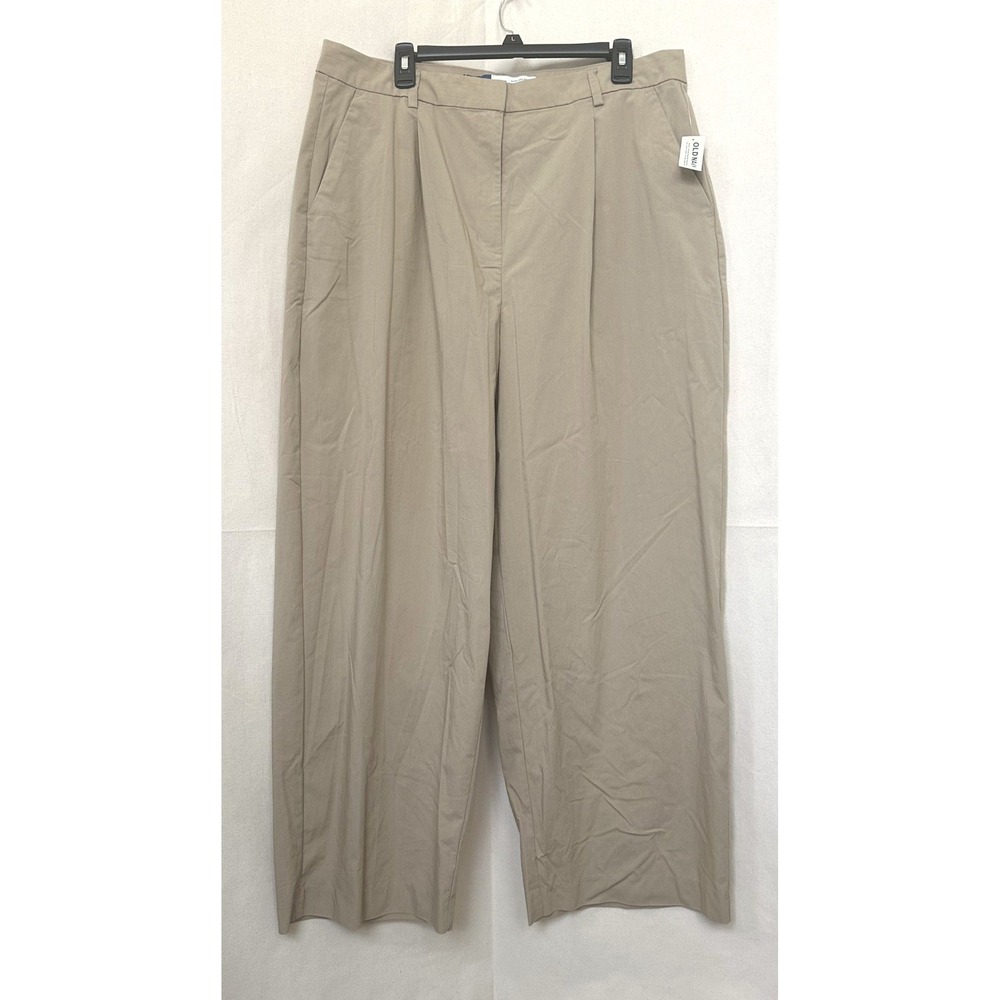 Old Navy Taylor Minimalist Extra High Rise Wide Leg Trouser Khaki Size 16 NWT